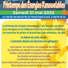 Printemps des Énergies Renouvelables « Comment réduire ses factures énergétiques ? » 21 mai 2022 à Frontignan-la-Peyrade