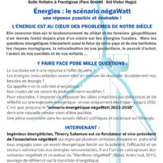 Conférence-débat: Énergies : le scénario négaWatt, une réponse possible et désirable !